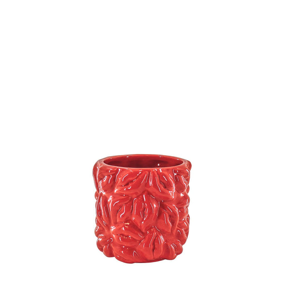 Pot - Bisous - Céramique - Rouge - 11x11x11,5cm
