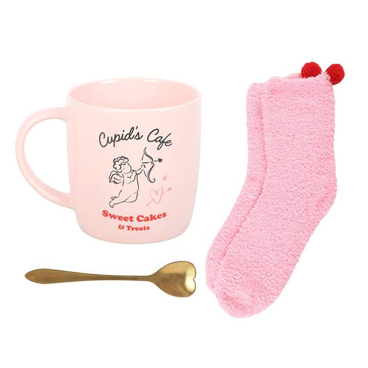 Ensemble Tasse, Cuillère et Chaussettes Cupid's Café