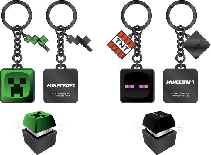 Set de clickers keycaps Minecraft Creeper et Enderman