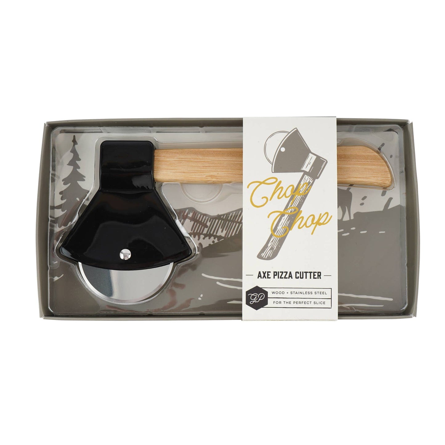 Great Plains axe-shaped pizza cutter in a gift box