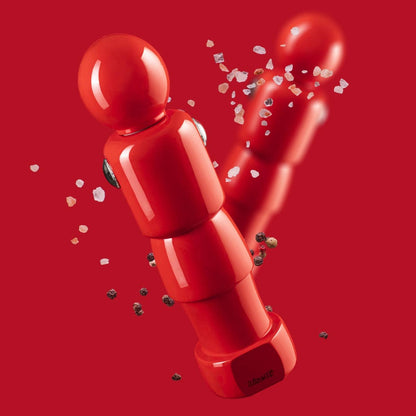 Moulin à épices «Calcetto» en hêtre laqué rouge brillant