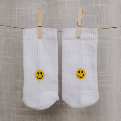 Chaussettes Blanches Smiley jaune