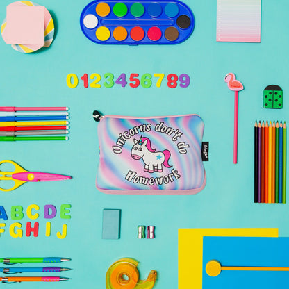 Grande trousse scolaire imprimée – licorne Homework