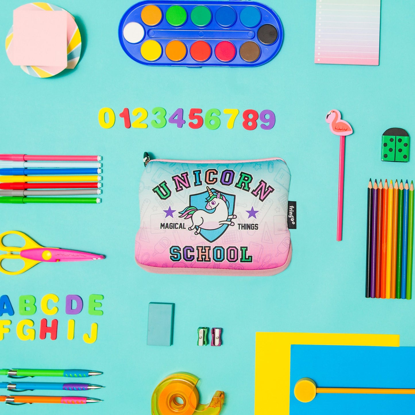 Grande trousse scolaire imprimée – licorne scolaire