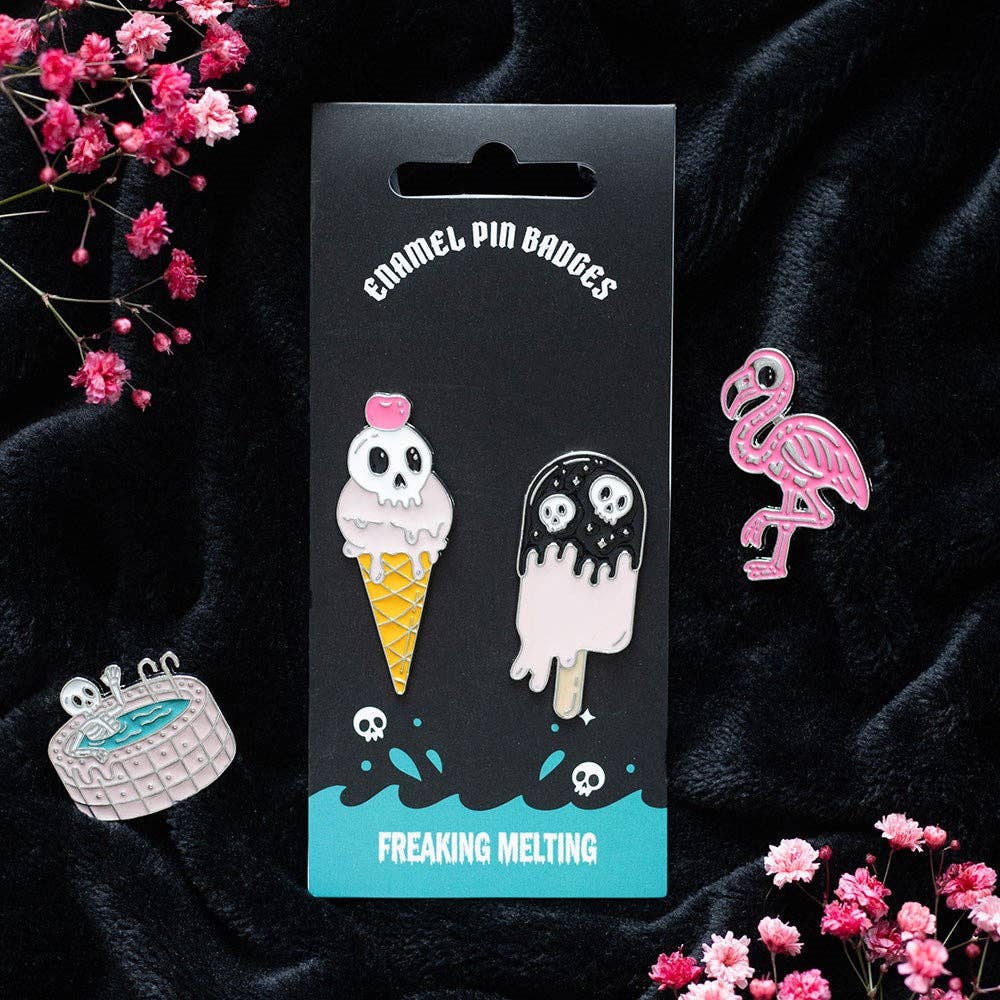 Pins émaillés « glace gothique en train de fondre »