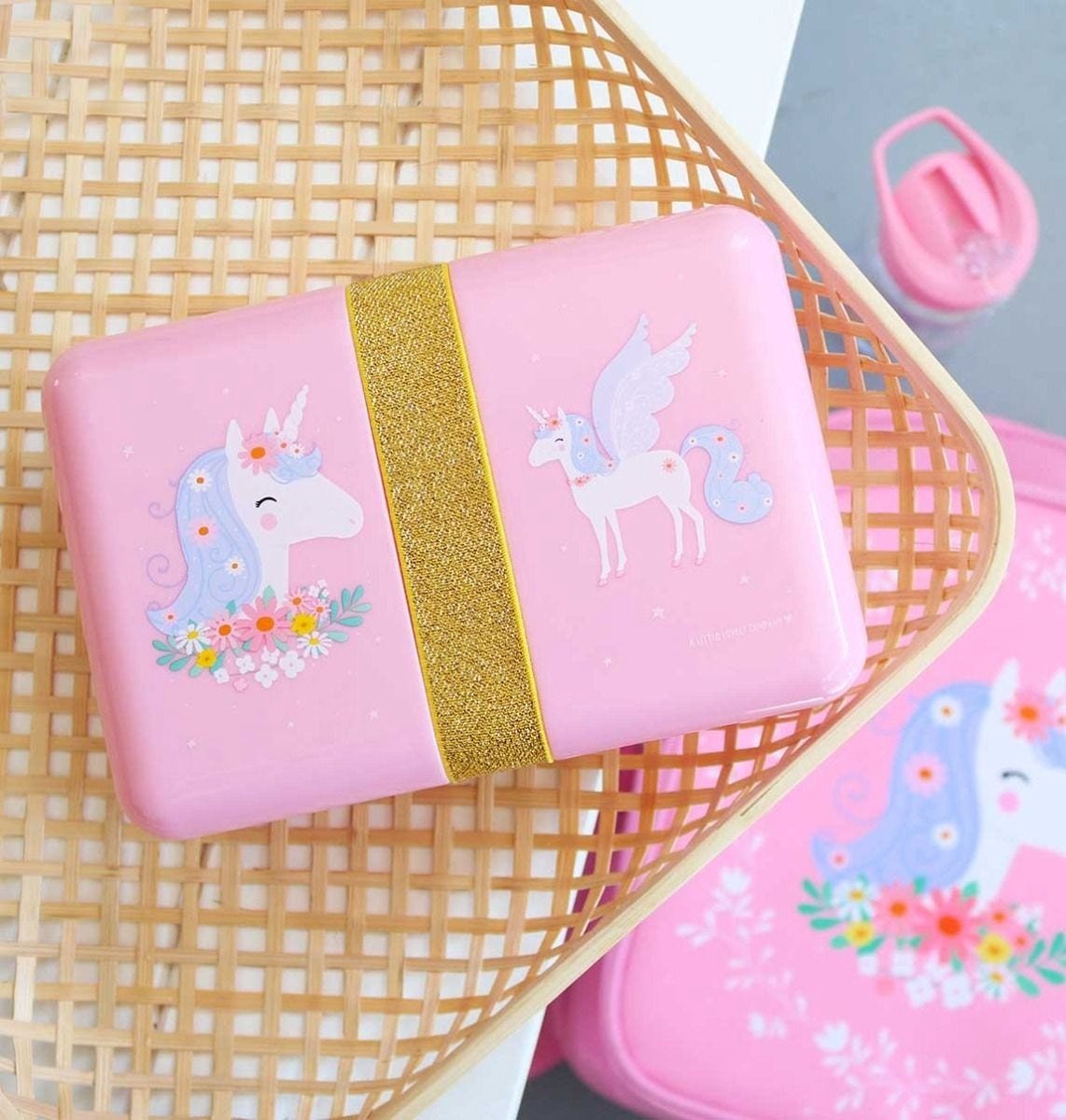 Caja de refrigerios y almuerzo de unicornio