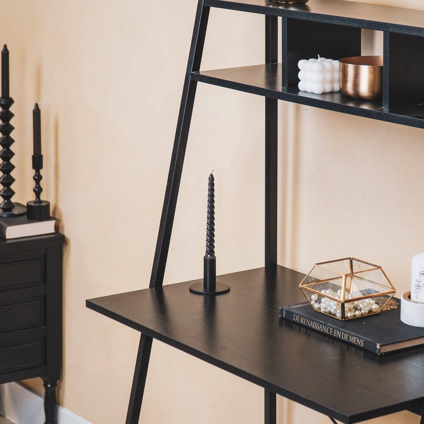 Bougeoir - Basique - Métal - Noir - 8x8x6,5cm