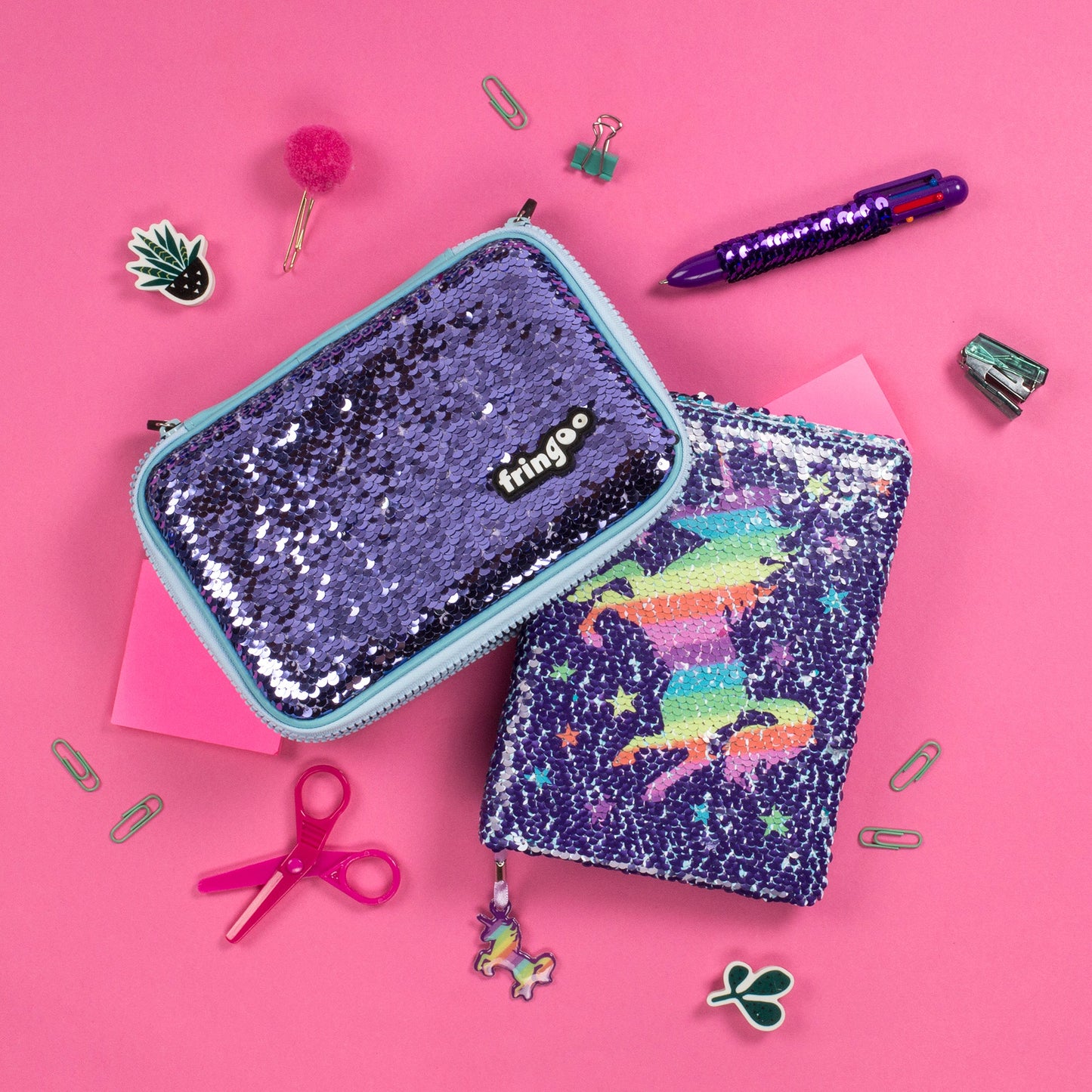 Carnet à sequins – arc-en-ciel licorne