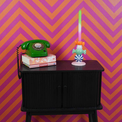 Bougeoir - Bonbon Toffee Agrafé-Multicolore-11x11x18cm