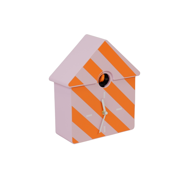 Horloge - Horloge murale coucou - Motif - Orange/Rose - 24x27x9cm