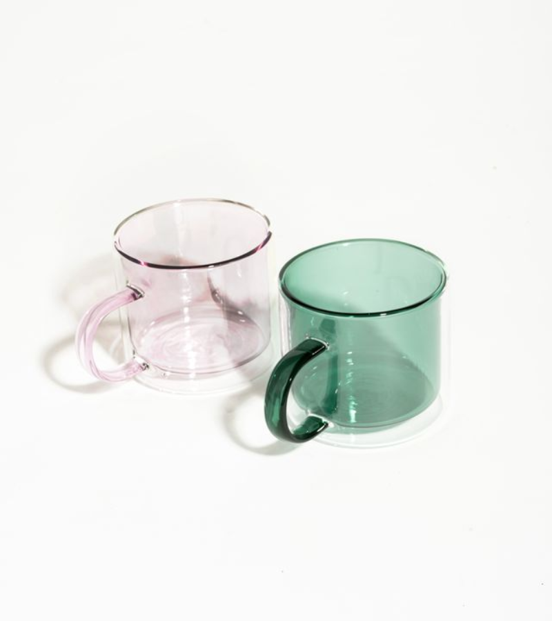 Set de Tasses Double Paroi en Borosilicate Pair-a-tea Rose-Vert