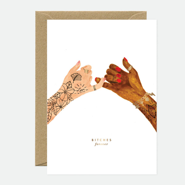 Bitches forever - Carte de voeux - Feuille dorée