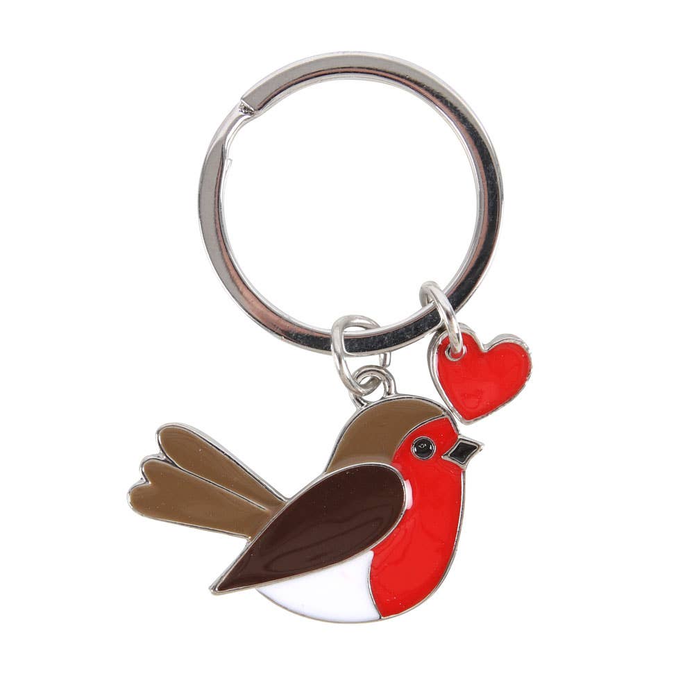 Robin Keychain with Heart