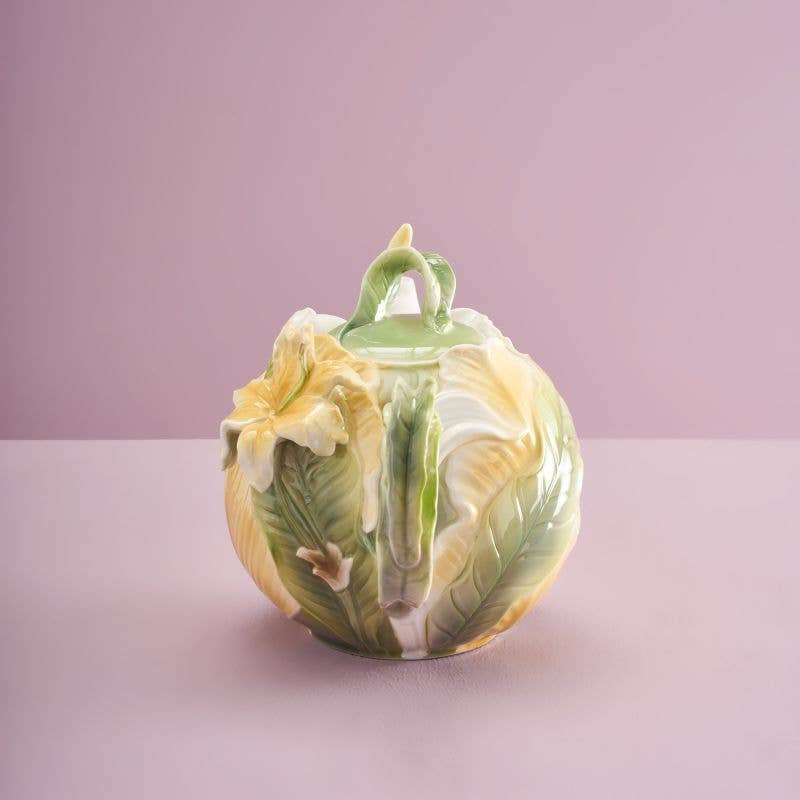 Bule de chá com estampado de flores, 850 ml, 23 x 14 x 16 cm