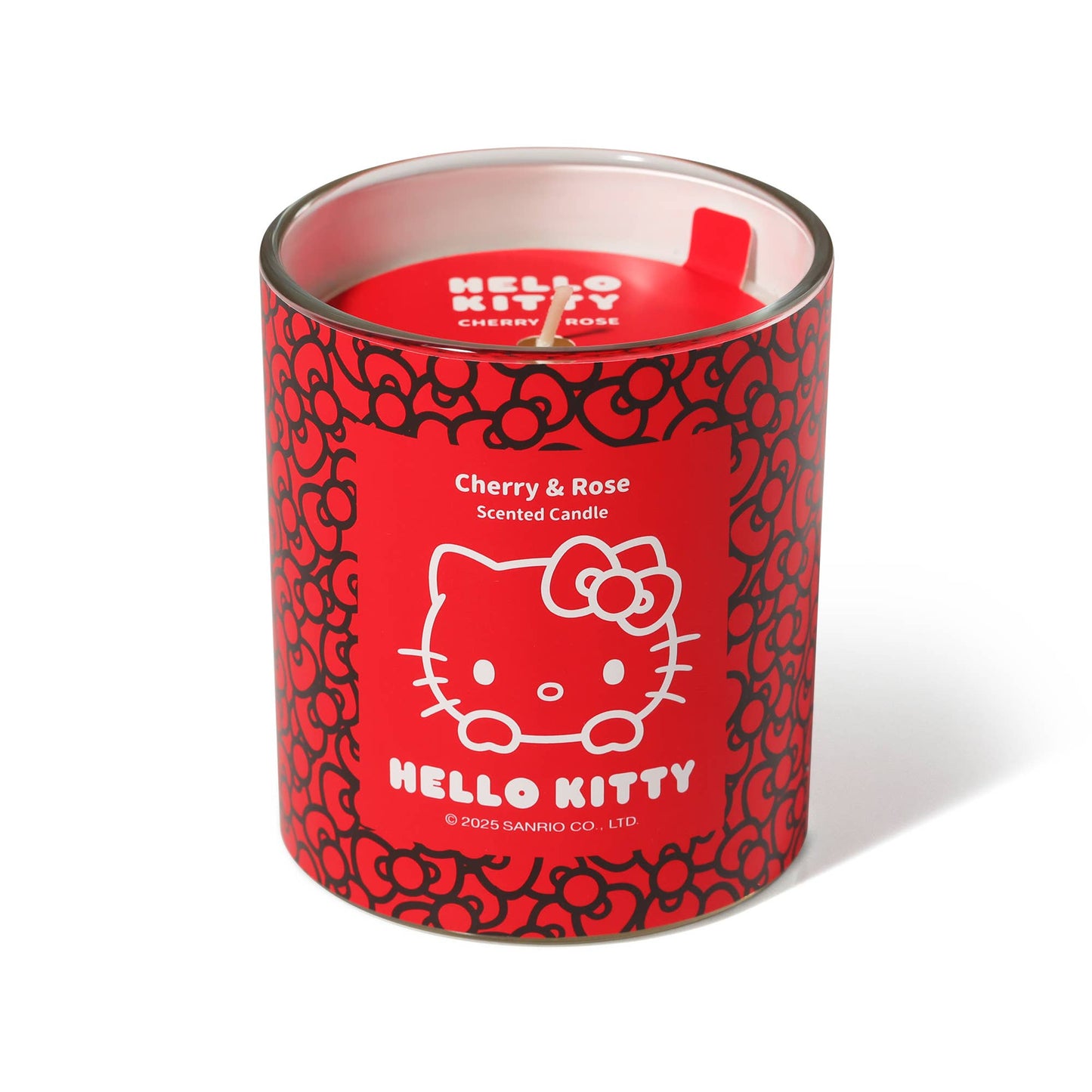 Vela roja con estampado original de Hello Kitty y aroma a cereza y rosa