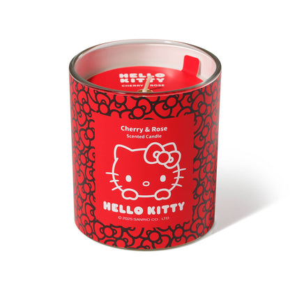 Vela roja con estampado original de Hello Kitty y aroma a cereza y rosa