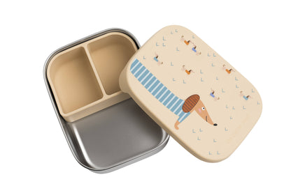 Stainless steel lunch box with compartments for children (Dachshund)