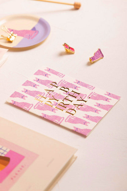 Happy Birthday Stinky Cat - Greeting Card - Gold Foil