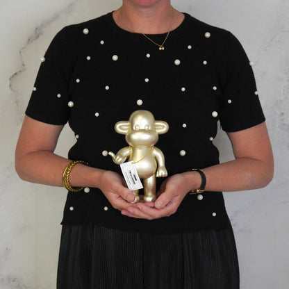 Ornament - Hanging Loose Monkey Figurine 'The Legend' - Polyresin - Gold - 11x7x19cm