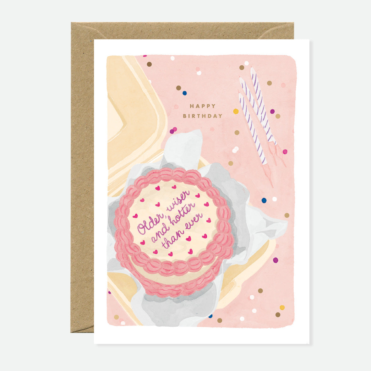 Older Wiser Cake - Greeting Card - Gold Foil