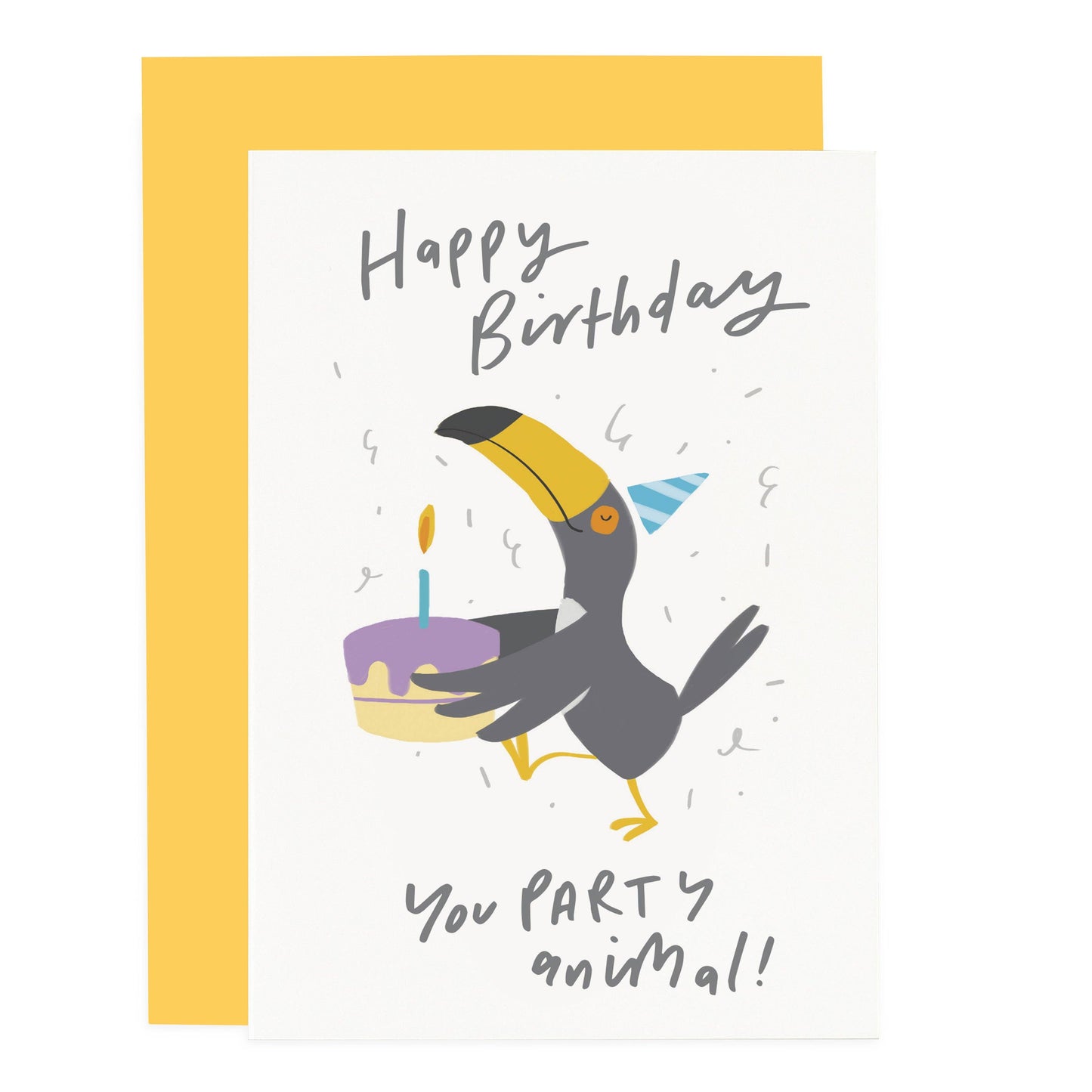 Tarjeta de felicitación de tucán "¡Feliz cumpleaños, animal de fiesta!"
