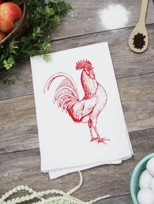 Red Rooster Tea Towel