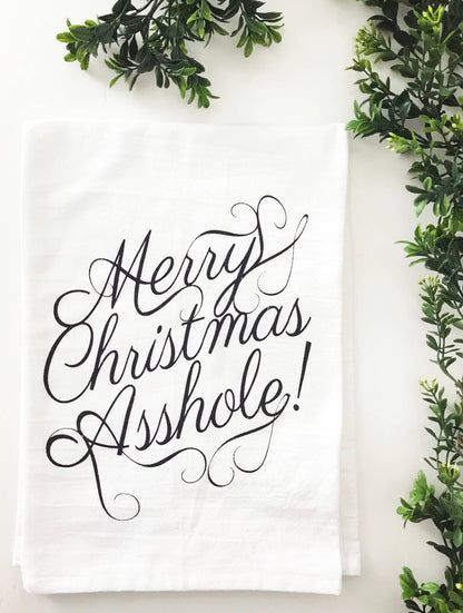 Merry Christmas Asshole Tea Towel