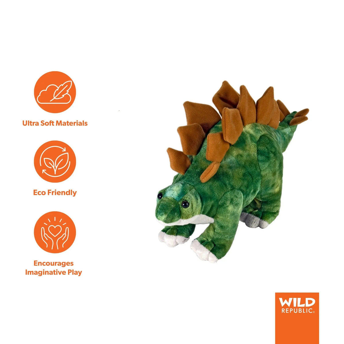Wild Republic Dinosauria Stegosaurus Stuffed Animal - 10" Stuffed Animals