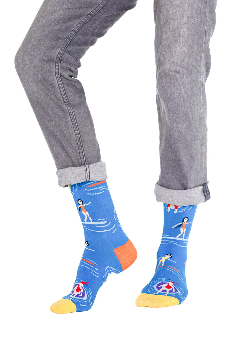 Chaussettes De Piscine En Coton Bio Sans Couture Bleues