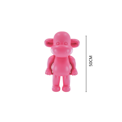 Ornament - Monkey Figurine 'The Legend' - Resin - Pink - 33x21x50cm