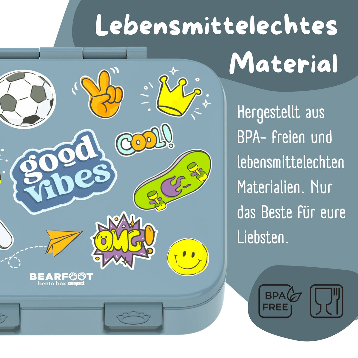 Boîte Bento COMPACT à Compartiments - Sticker Bleu