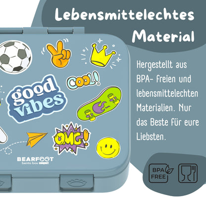 Boîte Bento COMPACT à Compartiments - Sticker Bleu
