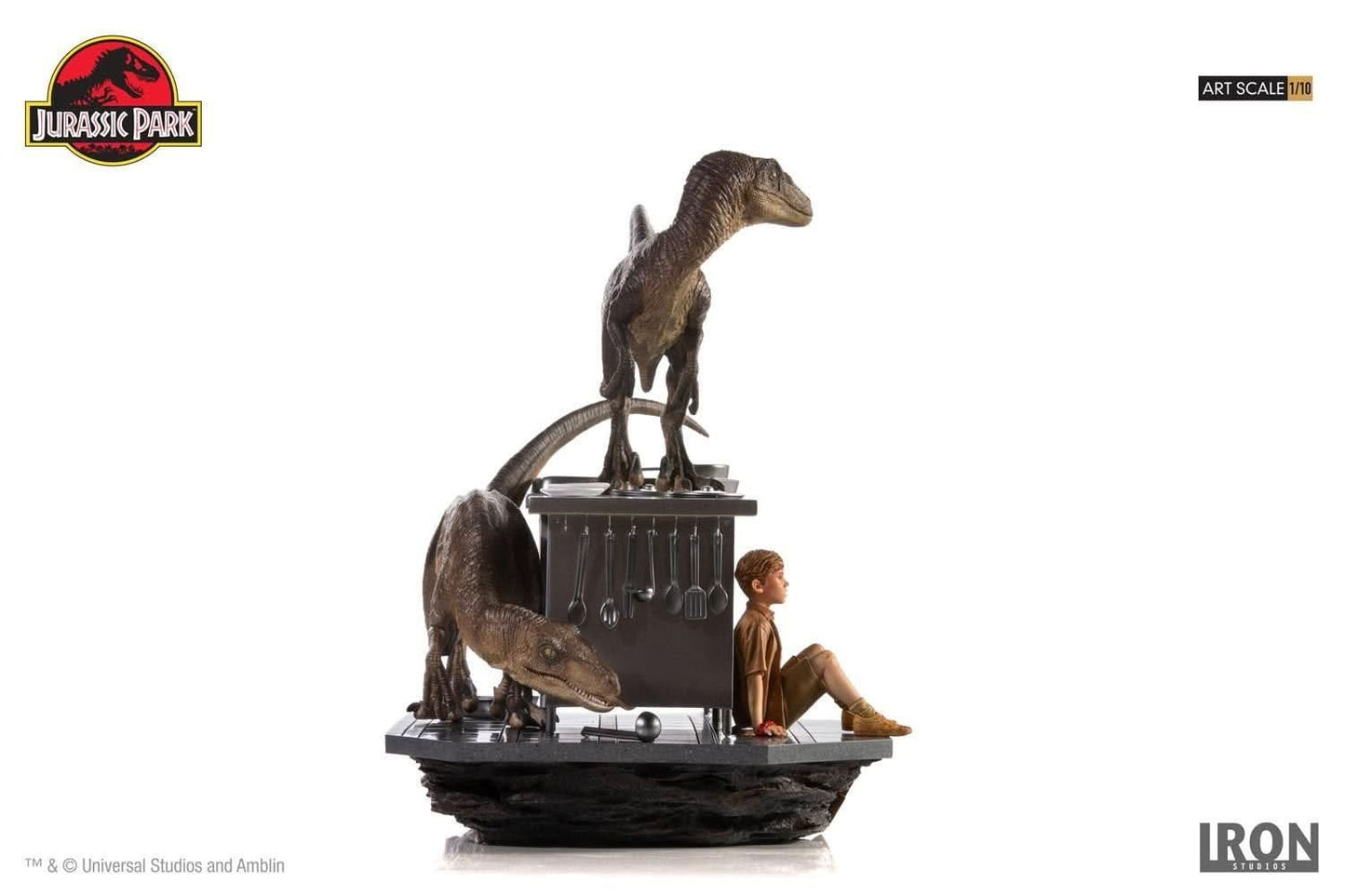 Statue Velociraptors in the Kitchen Diorama - Jurassic Park - Art Scale 1/10