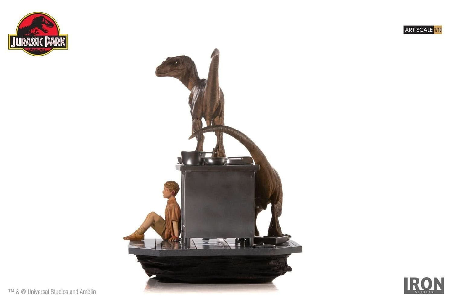 Statue Velociraptors in the Kitchen Diorama - Jurassic Park - Art Scale 1/10