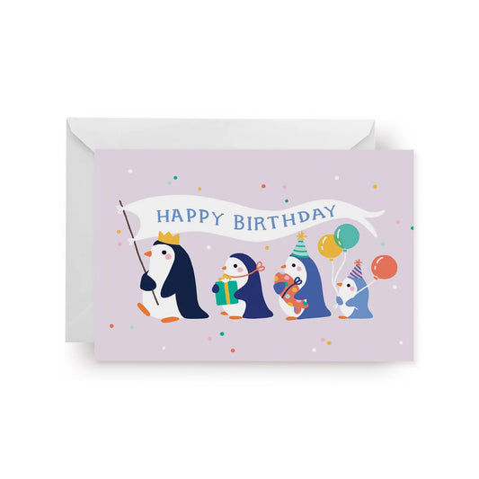 Penguin Parade Birthday Card