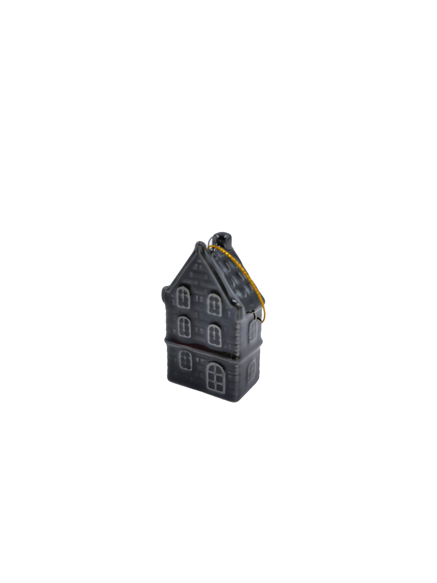 クリスマスハンガー - 家型 - セラミック製 - ブラック - 3.5x2x6.5cm