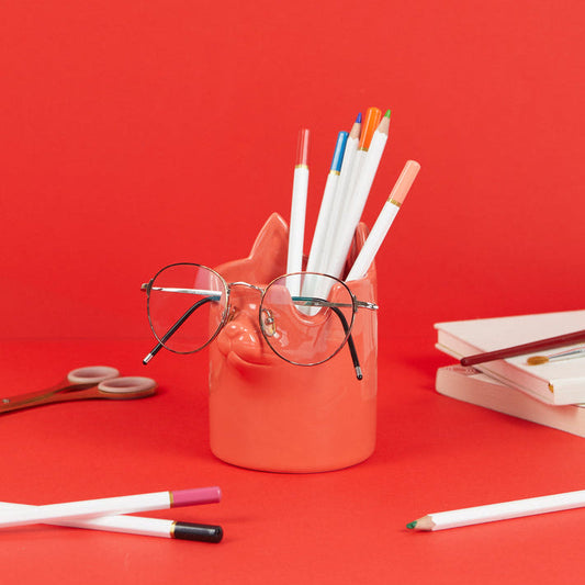 Nosy Buddy Cat Pencil Holder and Glasses Holder