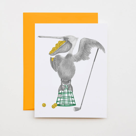 ラリー・マノナッシュ・ペリカン・ノートカード（ブラウン）