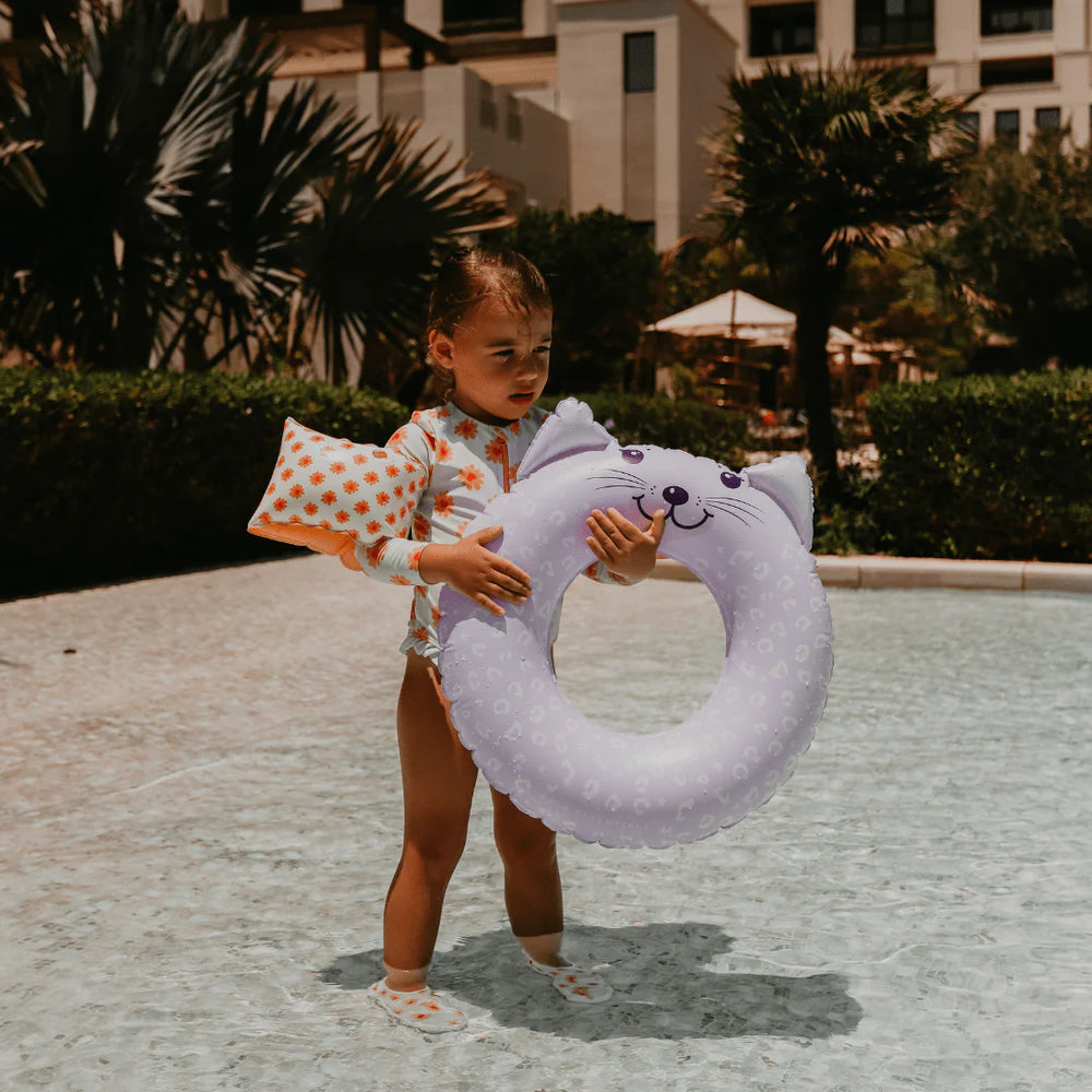 Flotador de baño con estampado de leopardo lila 