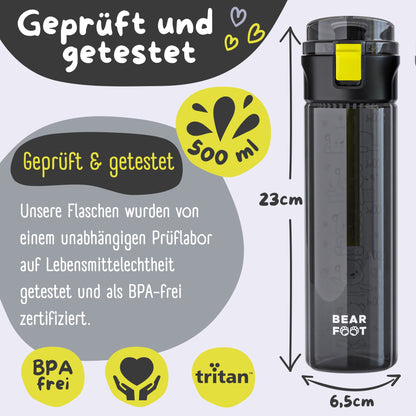 Kids' Water Bottle, 500ml, Lightweight - Logo-black