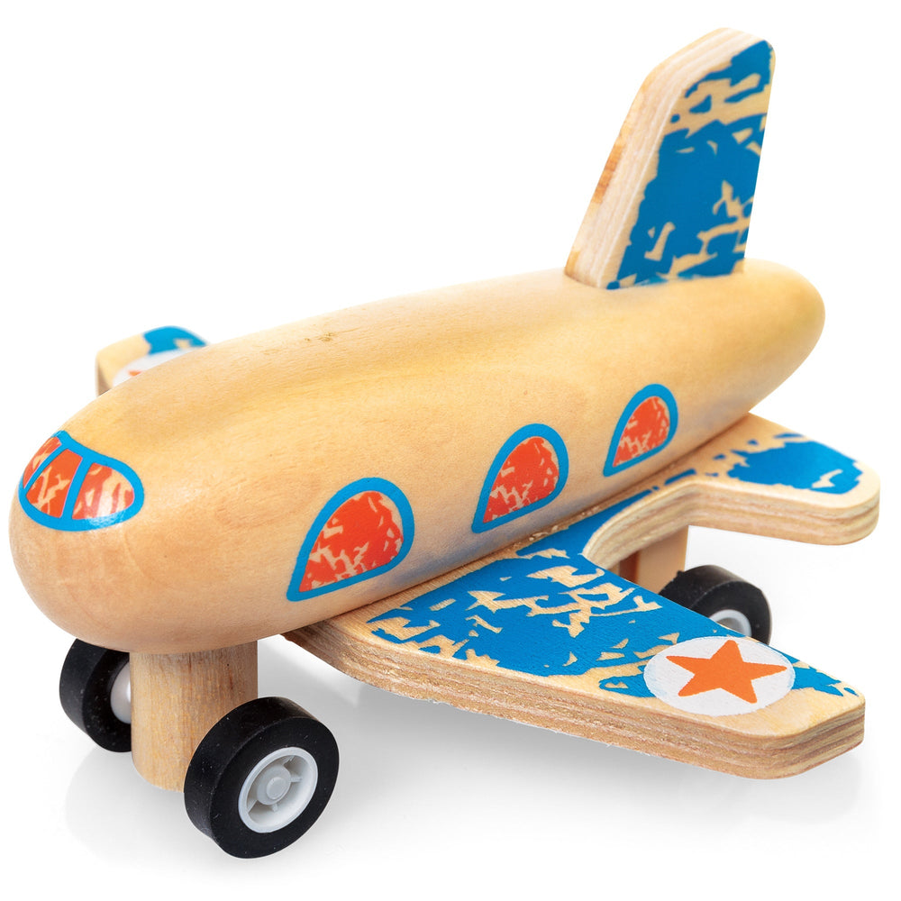 Avion en Bois à Friction – Modèle Assorti