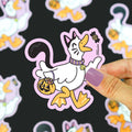 ハロウィンのコスチュームを着たアヒルのステッカー猫