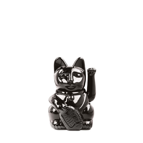 光沢のある黒い招き猫「バシラ」
