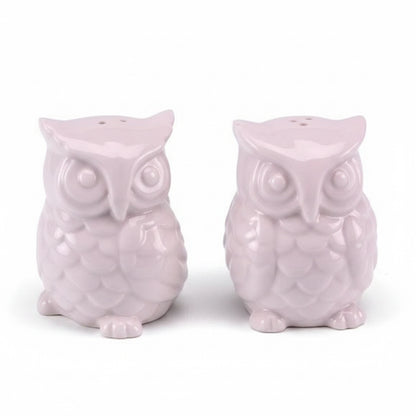 Juego de salero y pimentero de porcelana con forma de búho, 6,5 x 5 cm