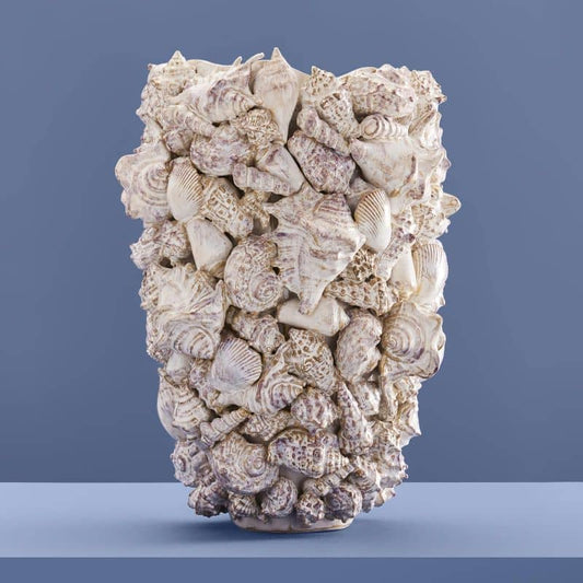 Vaso a conchiglia, gres naturale L