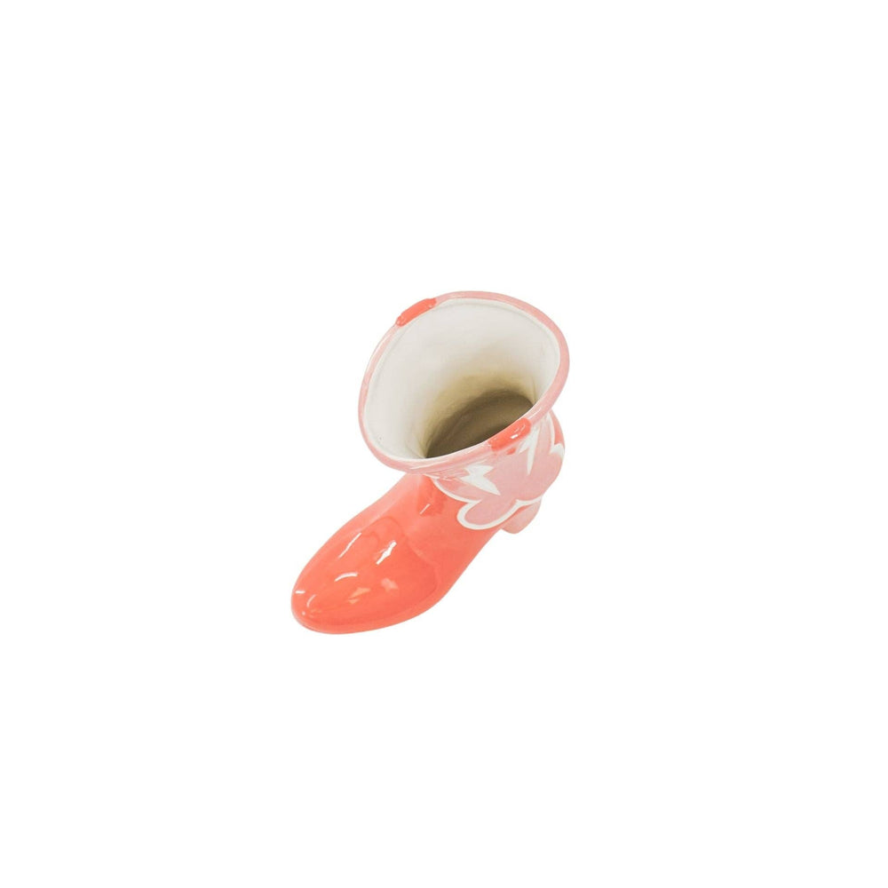 Vase à Fleurs - Vase en Forme de Botte - Céramique - Rose/Orange - 16,5x10,5x26,5cm