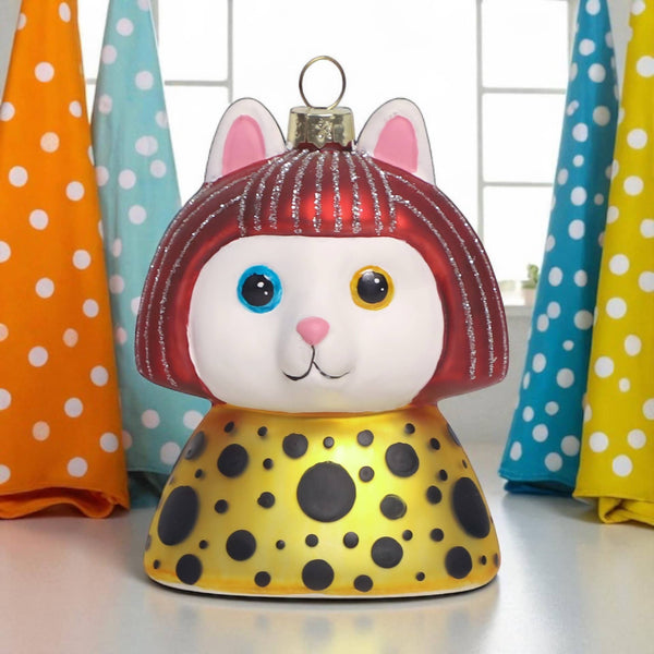 Kerstbal Witte Kat Yayoi Kusameow Kusama