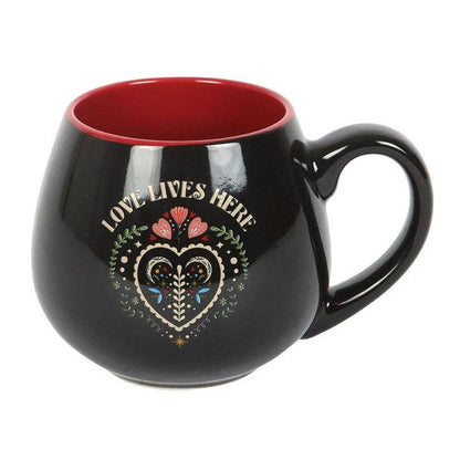 Mug Folk Heart "Love Lives Here"