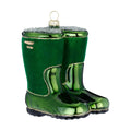 Enfeite de Natal bota de chuva verde em vidro, 10 cm