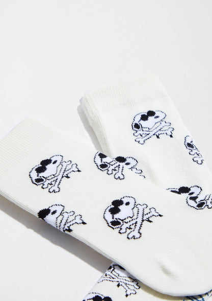 BeSnoopy Skull OffWhite - Chaussettes en coton biologique 100%